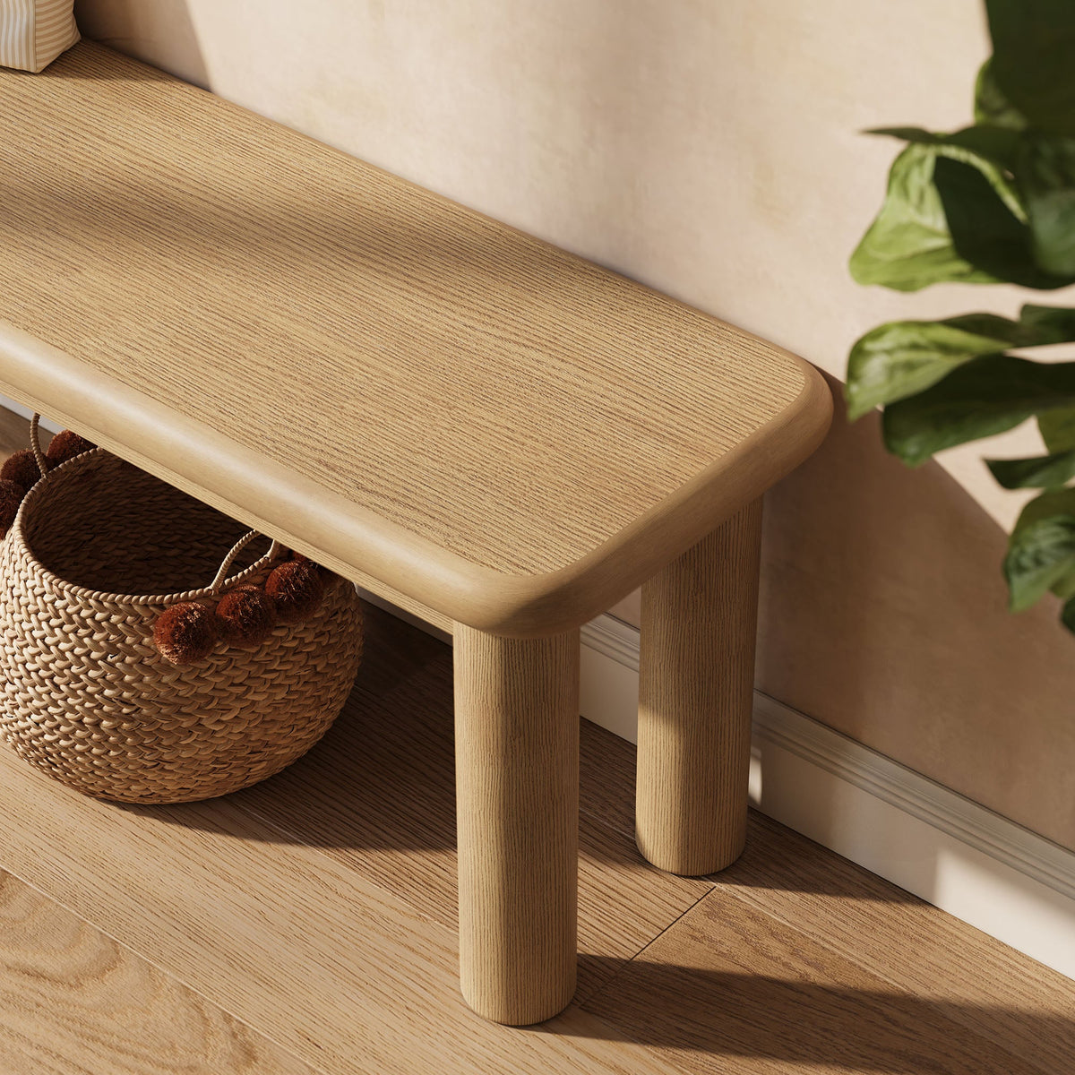 Alvia 58" Oak Wood Bench