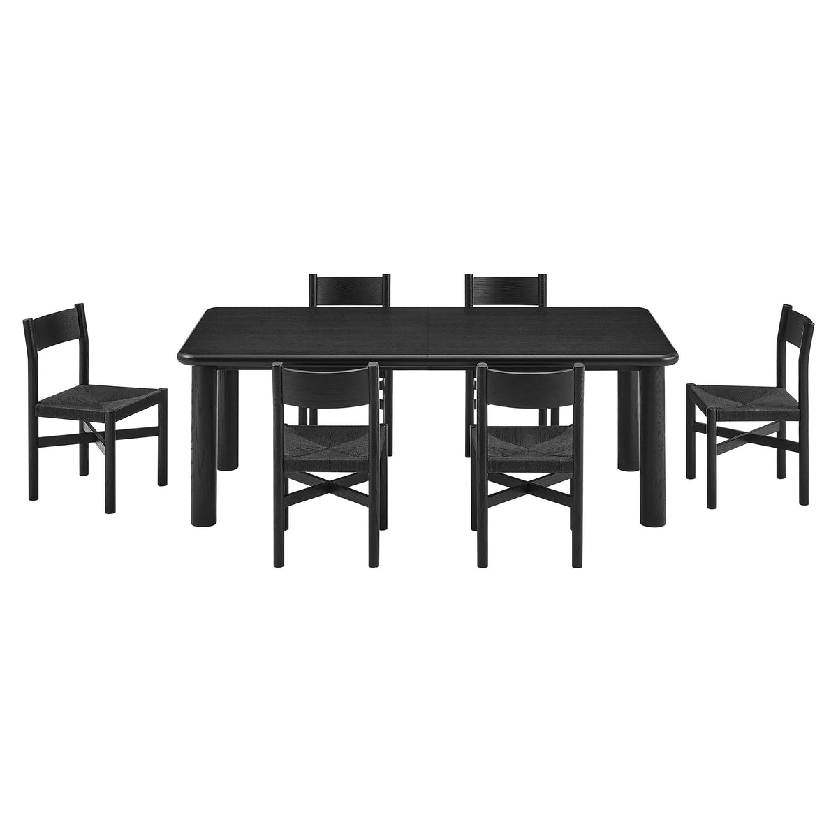 Alvia 7-Piece Oak Wood Extendable Dining Table and Chairs Set