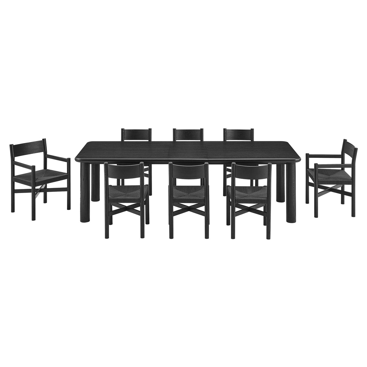 Alvia 9-Piece Oak Wood Extendable Dining Table and Chairs Set