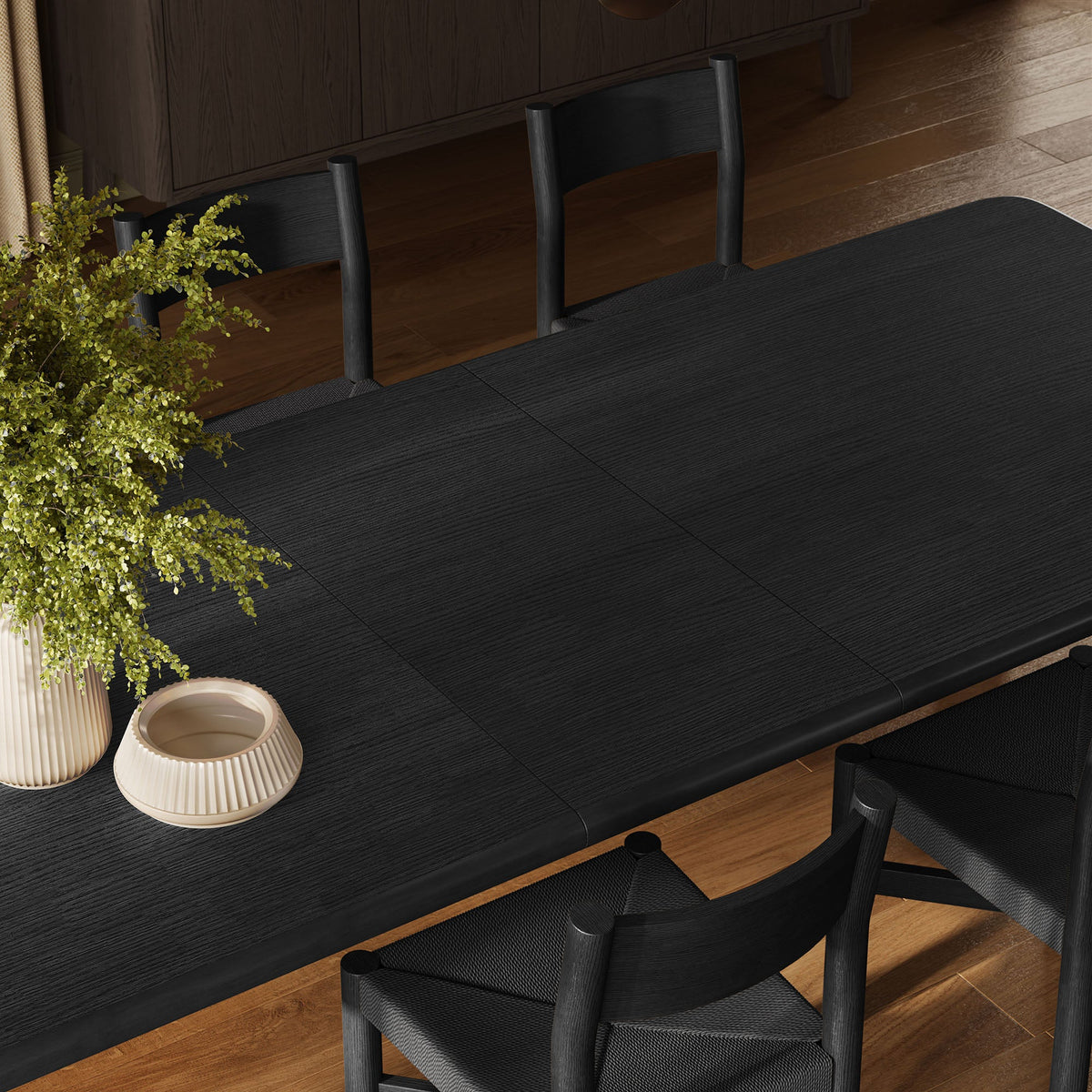Alvia 9-Piece Oak Wood Extendable Dining Table and Chairs Set