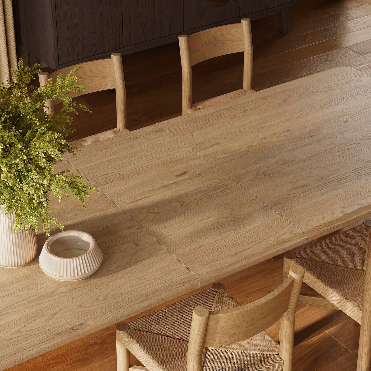 Alvia 9-Piece Oak Wood Extendable Dining Table and Chairs Set