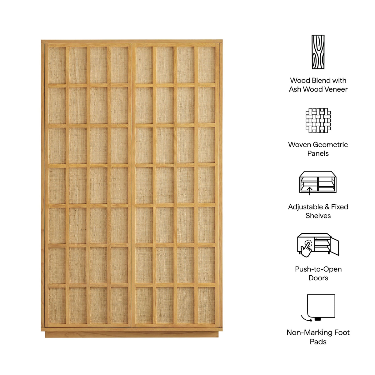 Aiko 64 Inch Tall Japandi Storage Cabinet