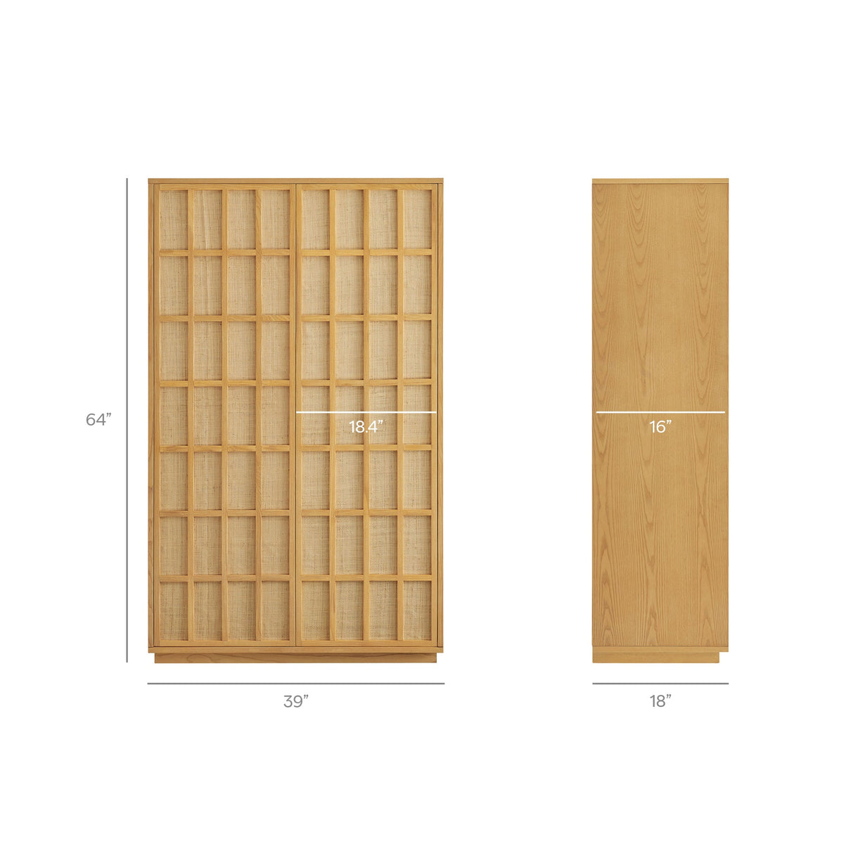 Aiko 64 Inch Tall Japandi Storage Cabinet