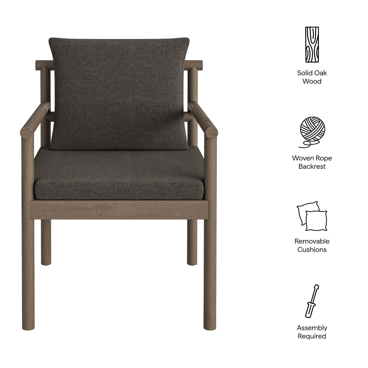 Eleni Outdoor Patio Teak Wood Rope Dining Chair