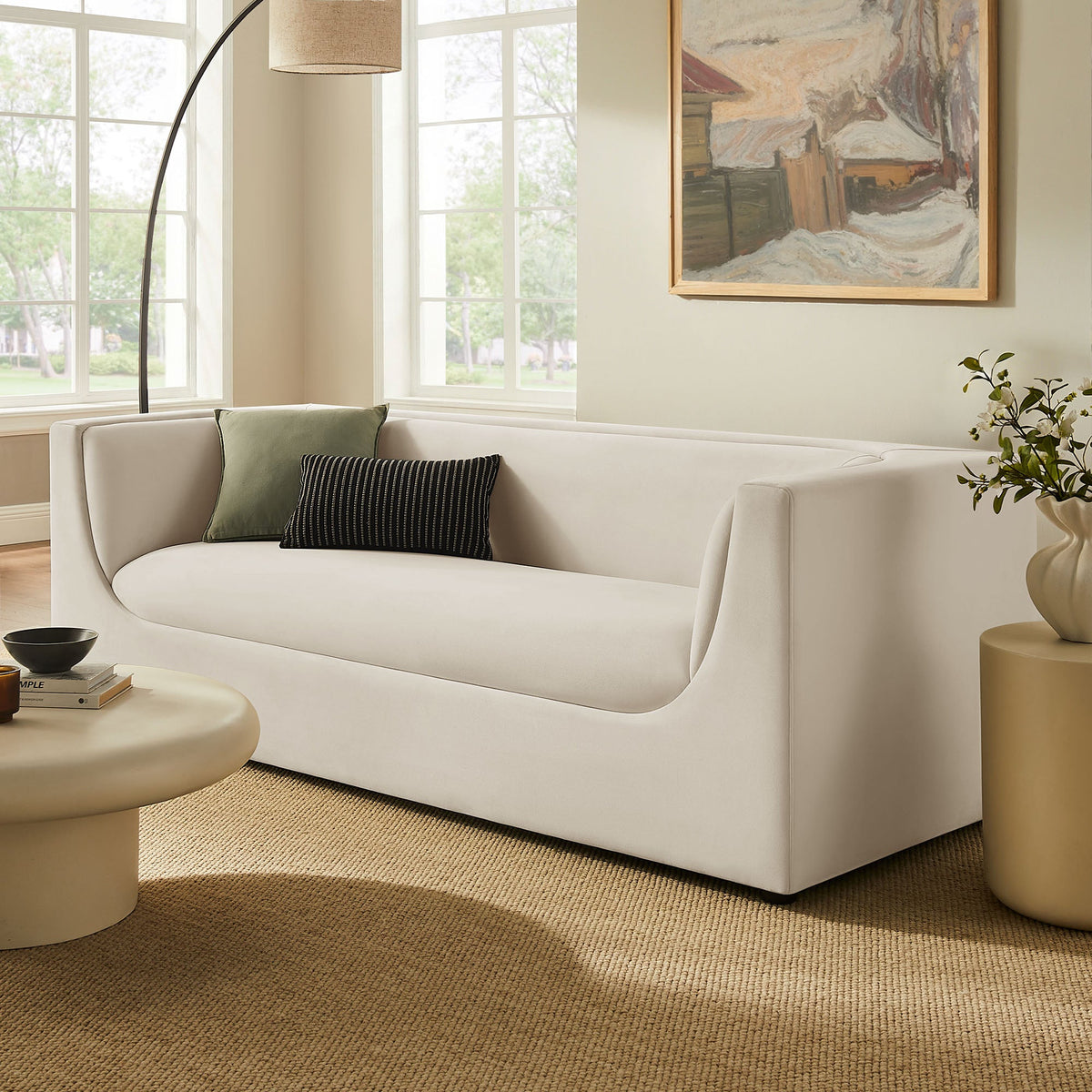 Hilda 86" Curved Back Performance Velvet Sofa