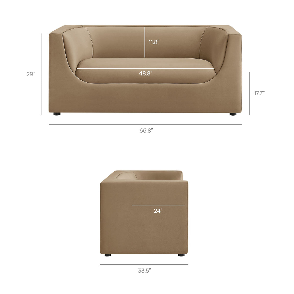 Hilda 67" Curved Back Performance Velvet Loveseat