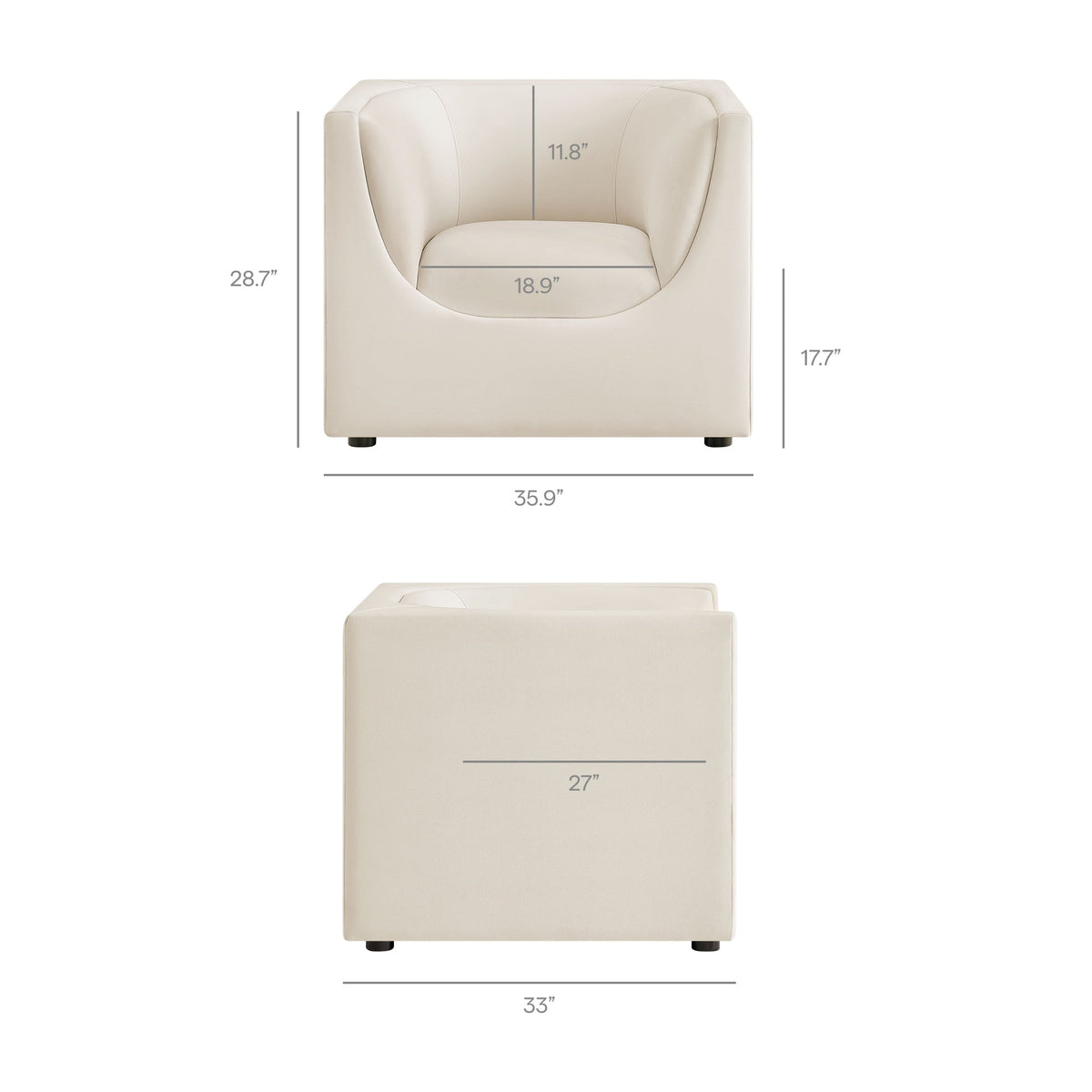 Hilda Curved Back Performance Velvet Armchair