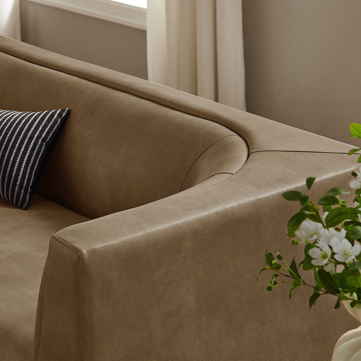 Hilda 86" Curved Back Vegan Leather Sofa - view 13
