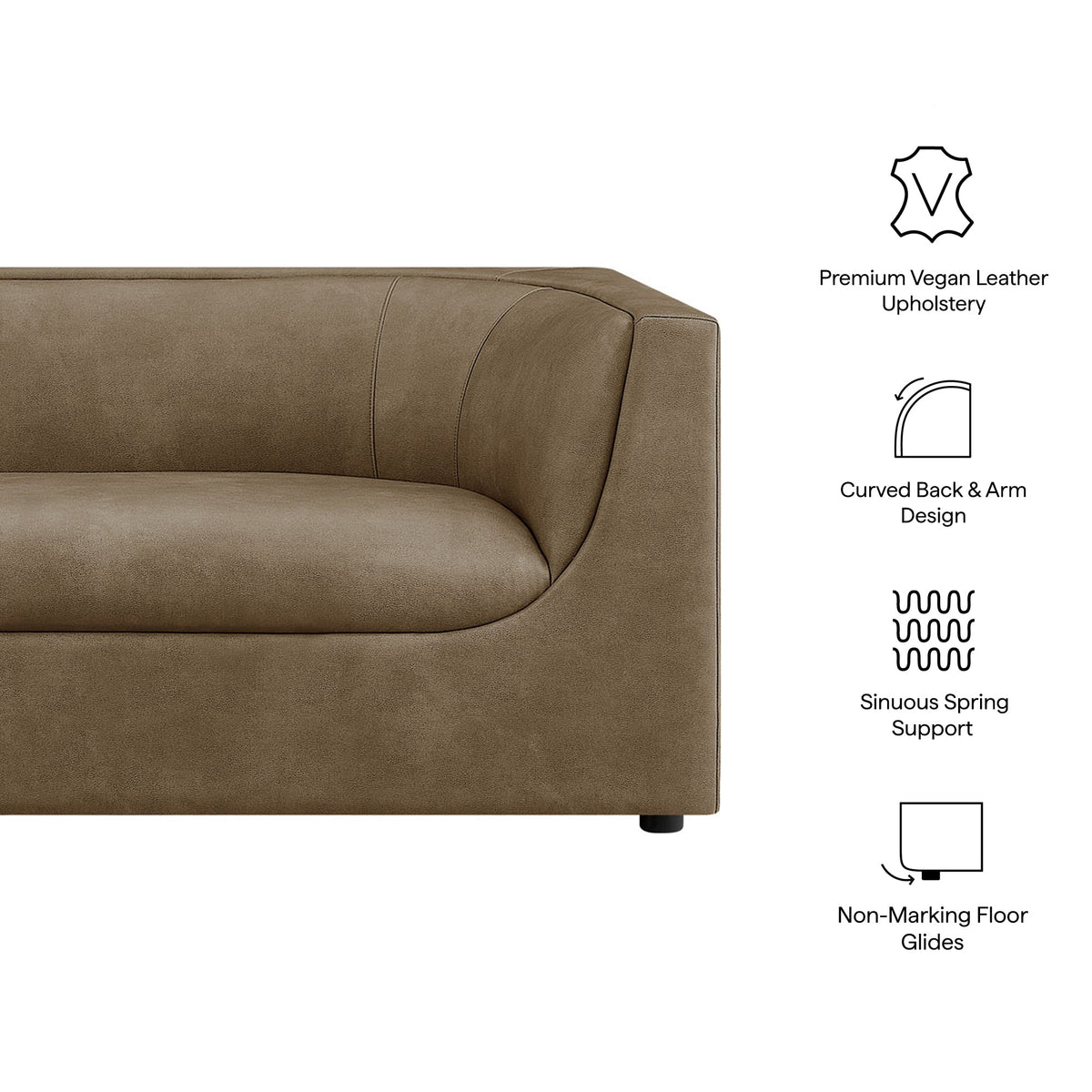 Hilda 86" Curved Back Vegan Leather Sofa - view 17