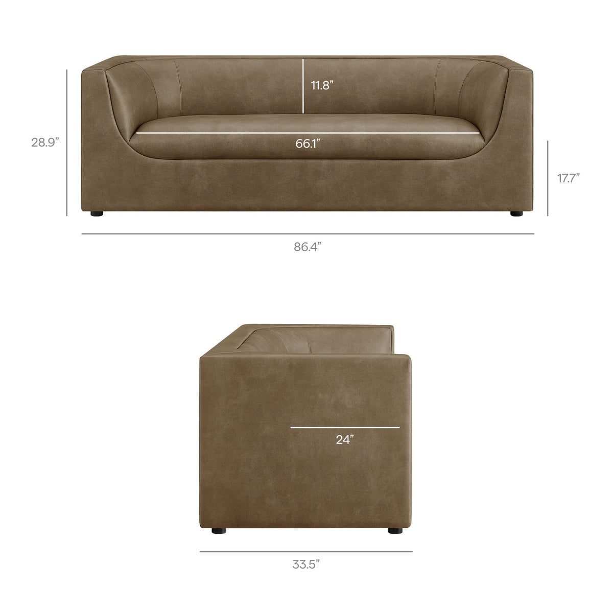 Hilda 86" Curved Back Vegan Leather Sofa - view 19