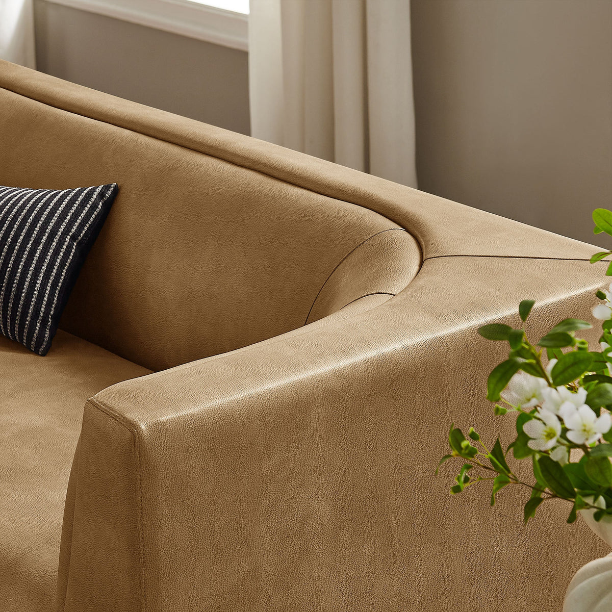Hilda 86" Curved Back Vegan Leather Sofa - view 14