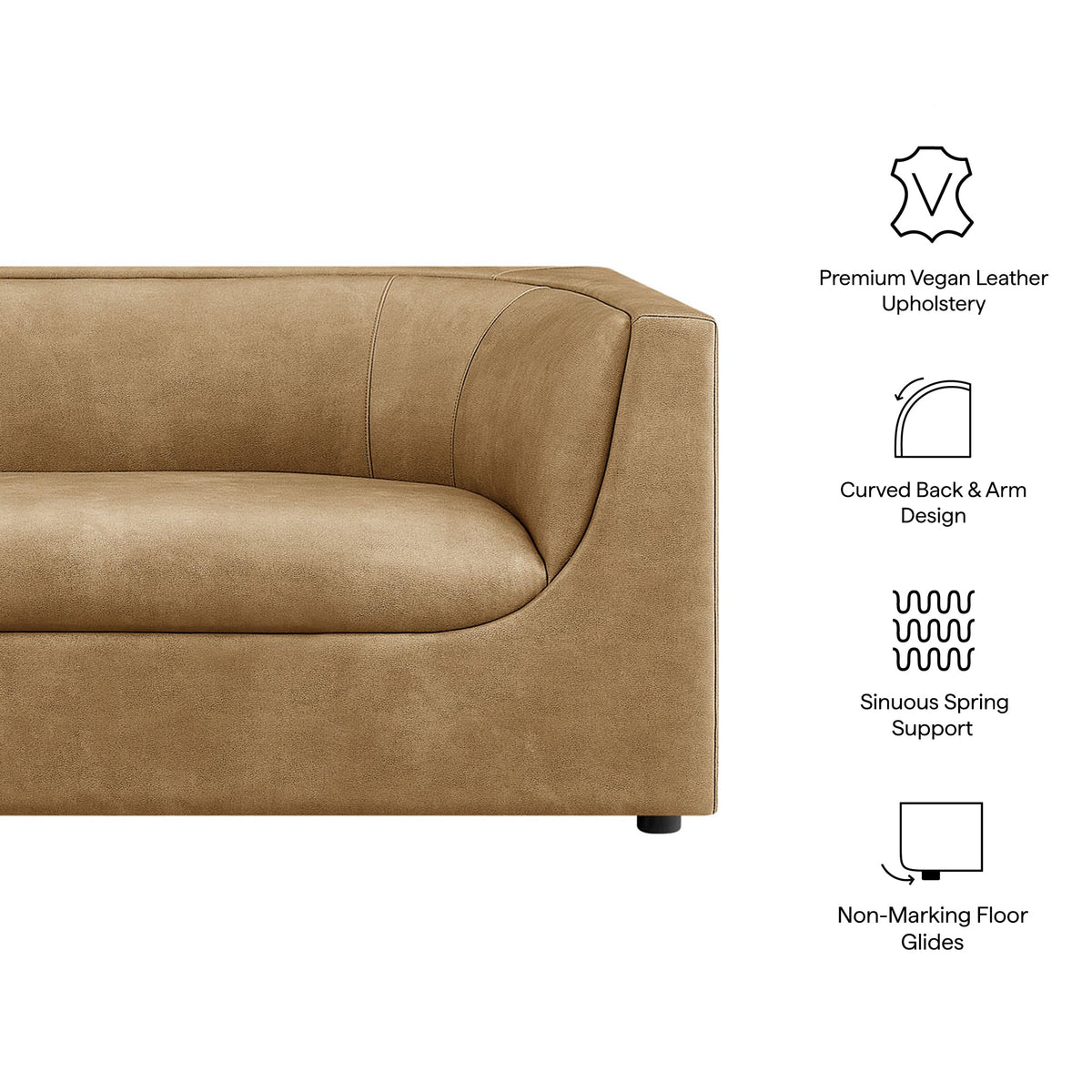 Hilda 86" Curved Back Vegan Leather Sofa - view 18