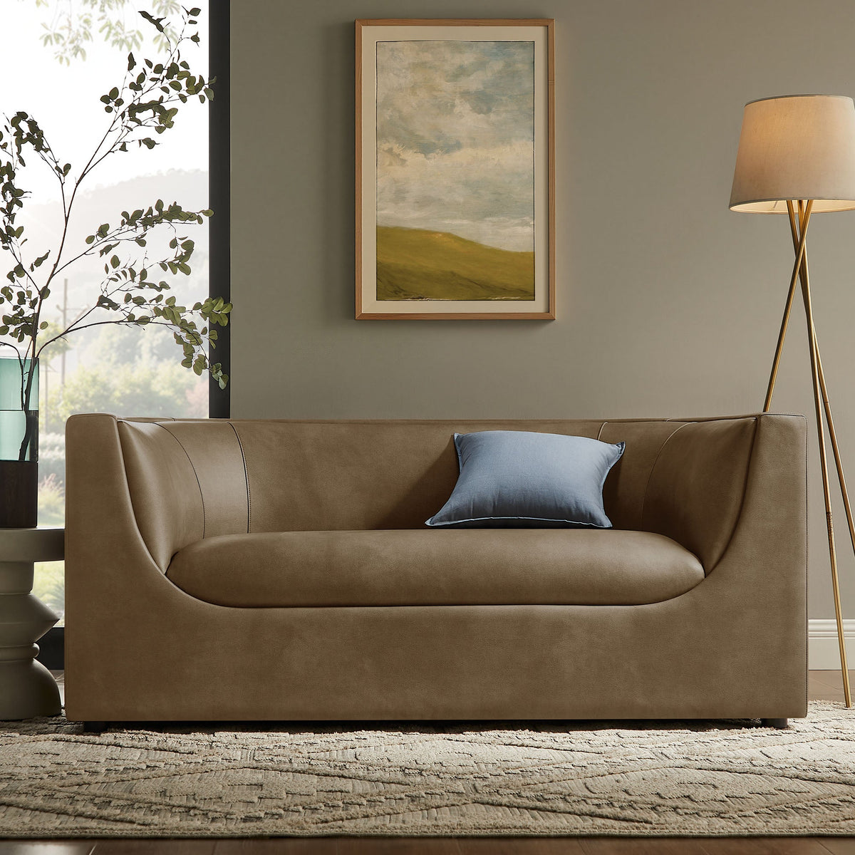 Hilda 67" Curved Back Vegan Leather Loveseat