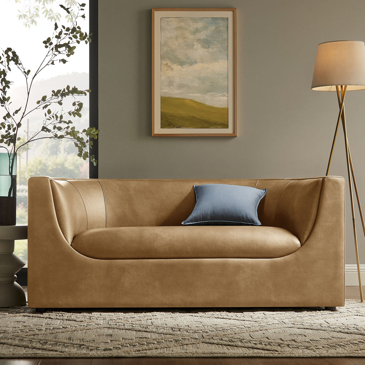 Hilda 67" Curved Back Vegan Leather Loveseat