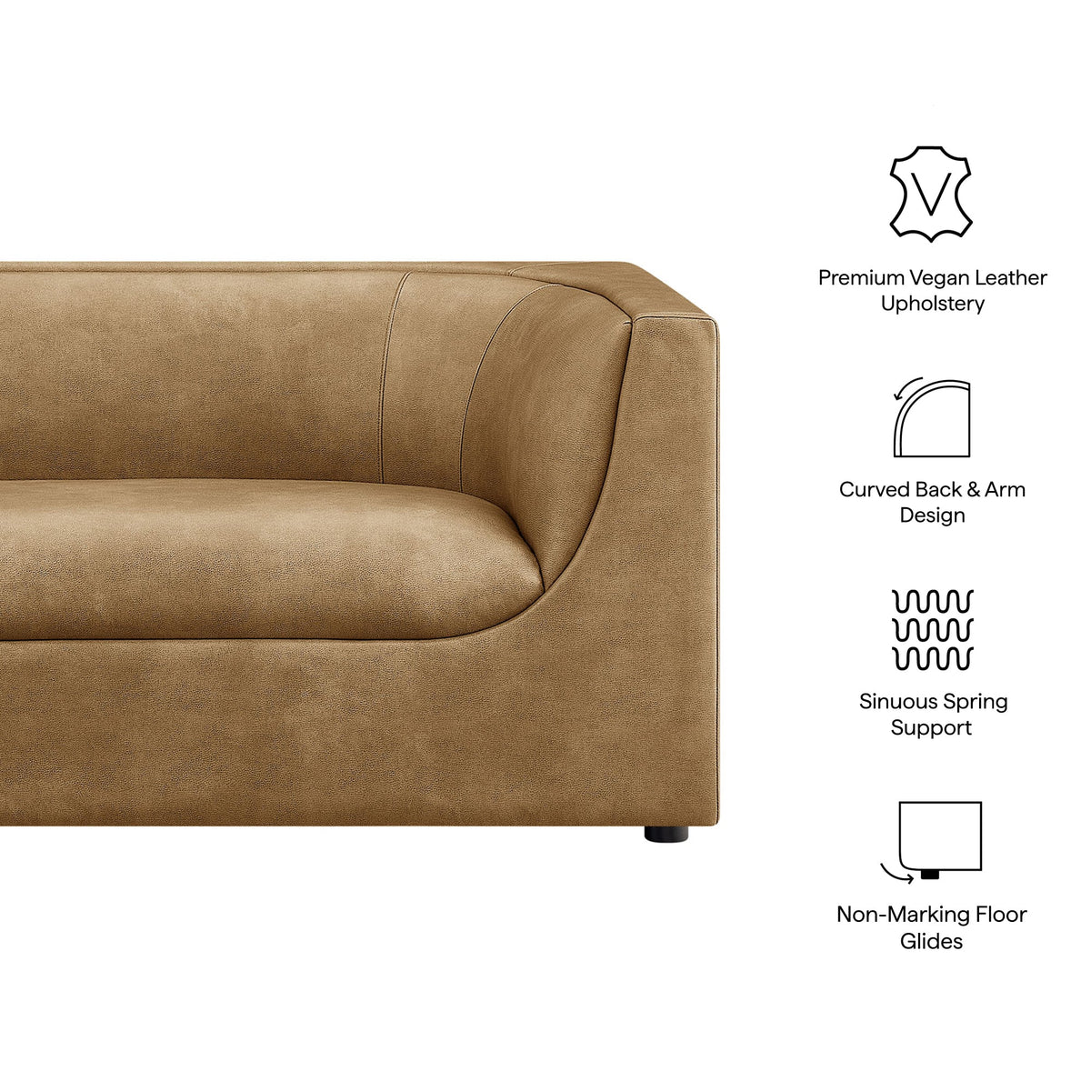 Hilda 67" Curved Back Vegan Leather Loveseat