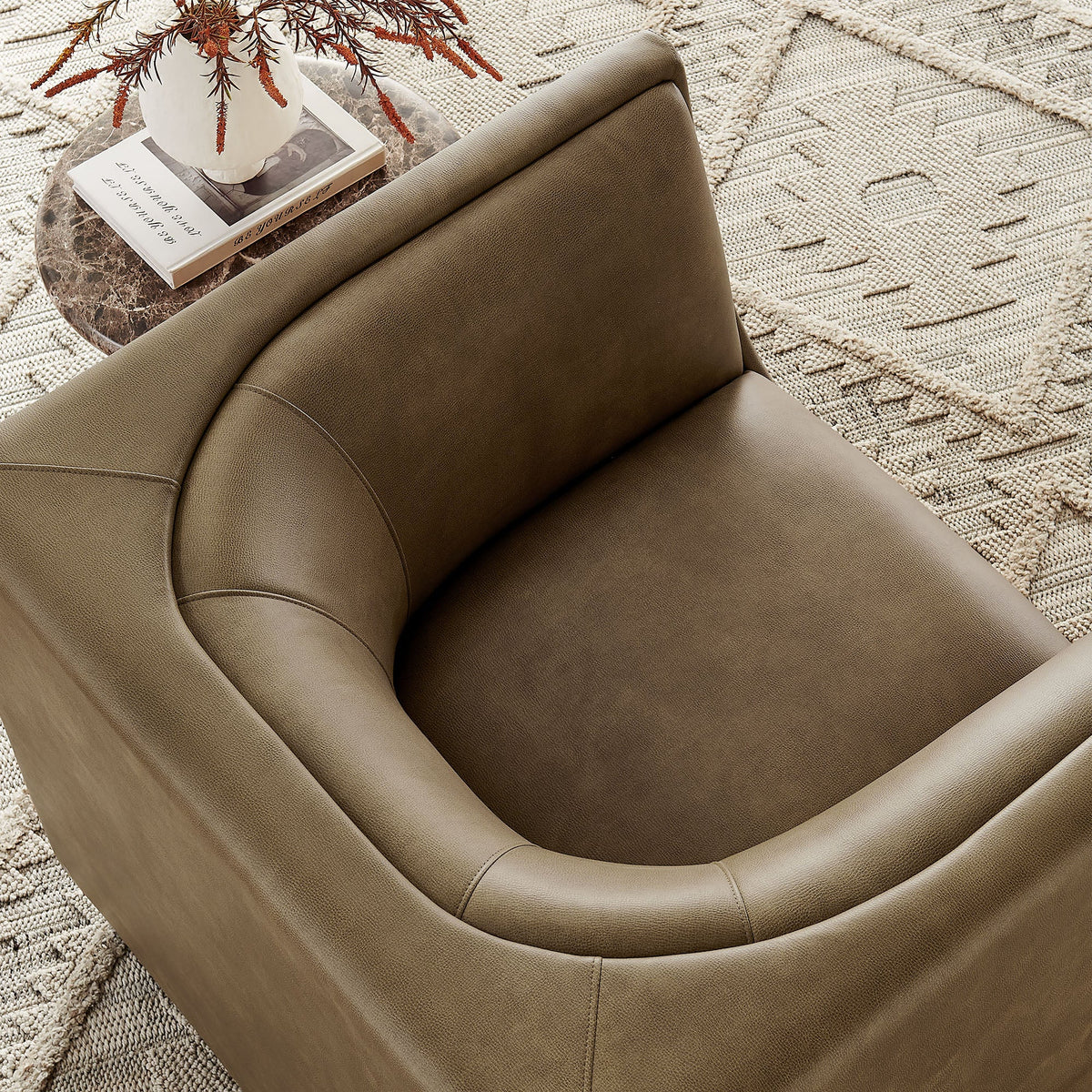 Hilda Curved Back Vegan Leather Armchair