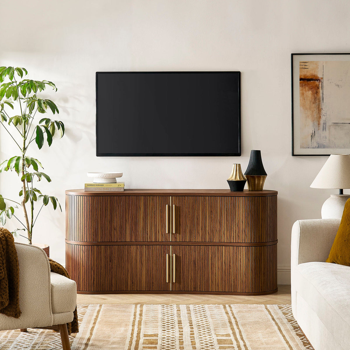 Radcliffe 63" Curved Fluted Sideboard Buffet Cabinet