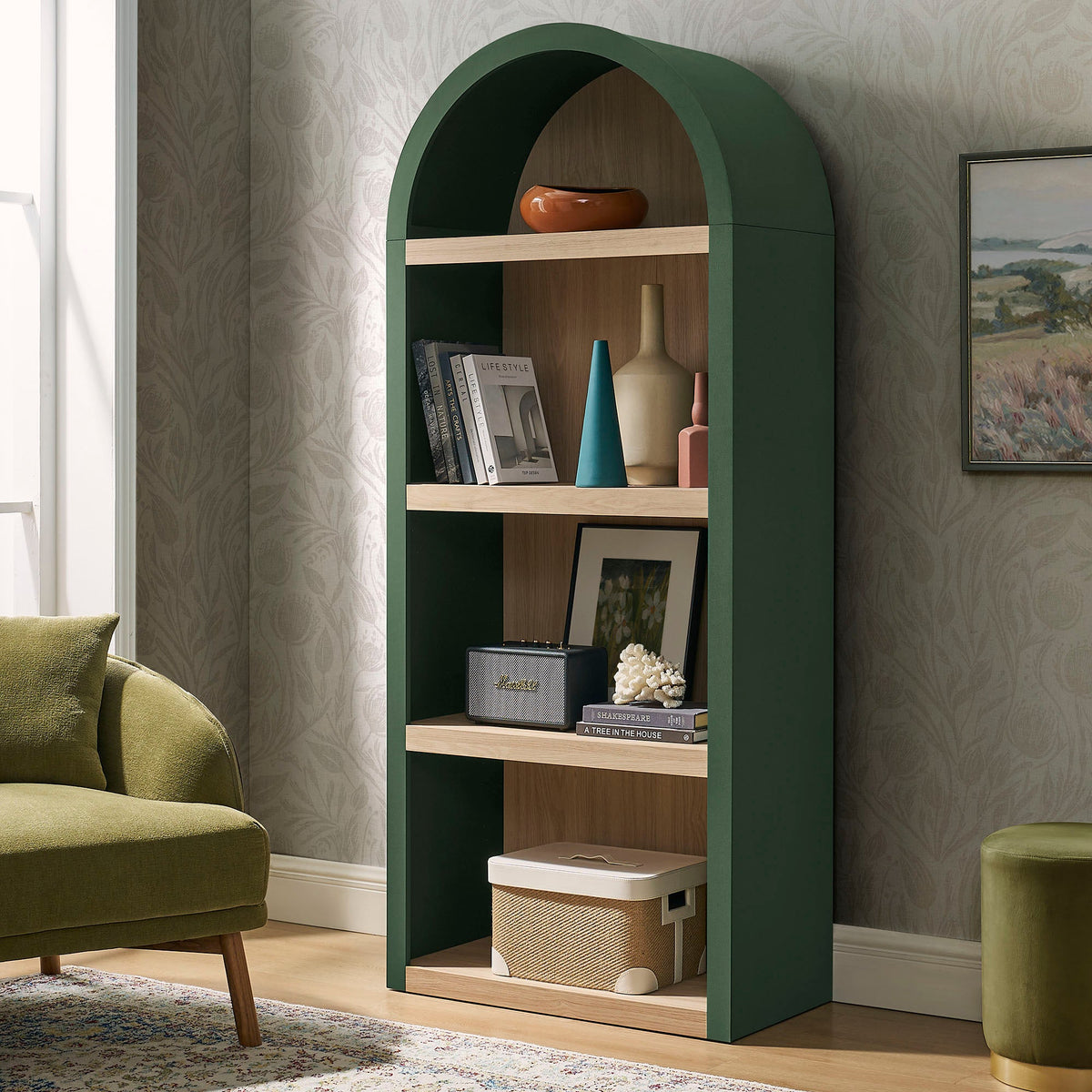Caleb 4 Arched Display Shelf Bookcase