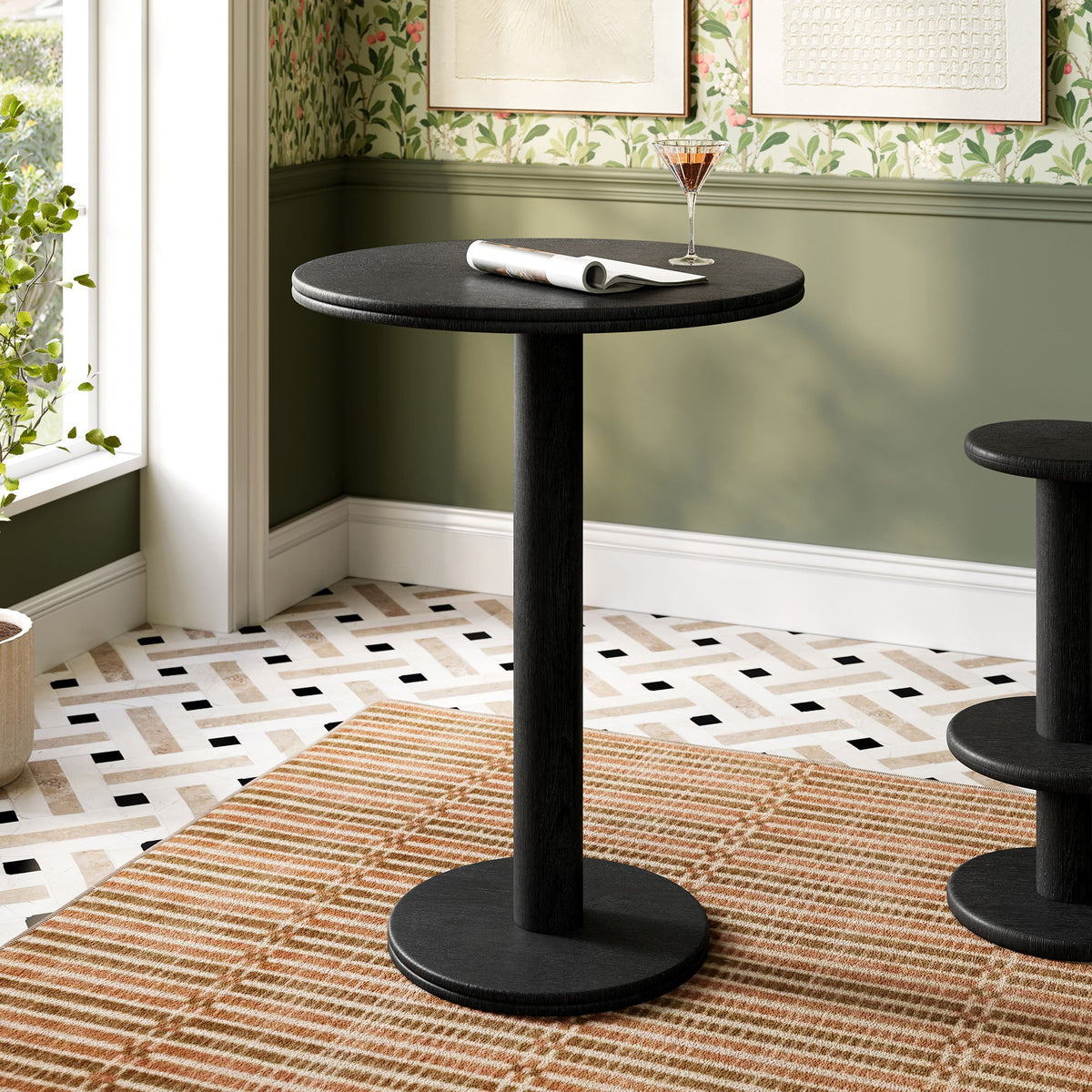 Neo 31 Inch Round Indoor - Outdoor Patio Wood Bar Table