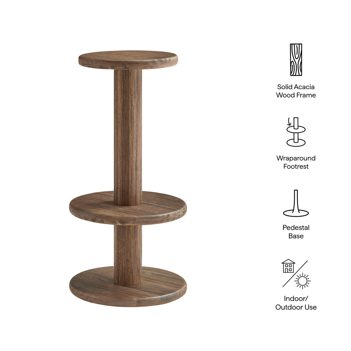 Neo 15 Inch Round Indoor - Outdoor Patio Wood Bar Stools