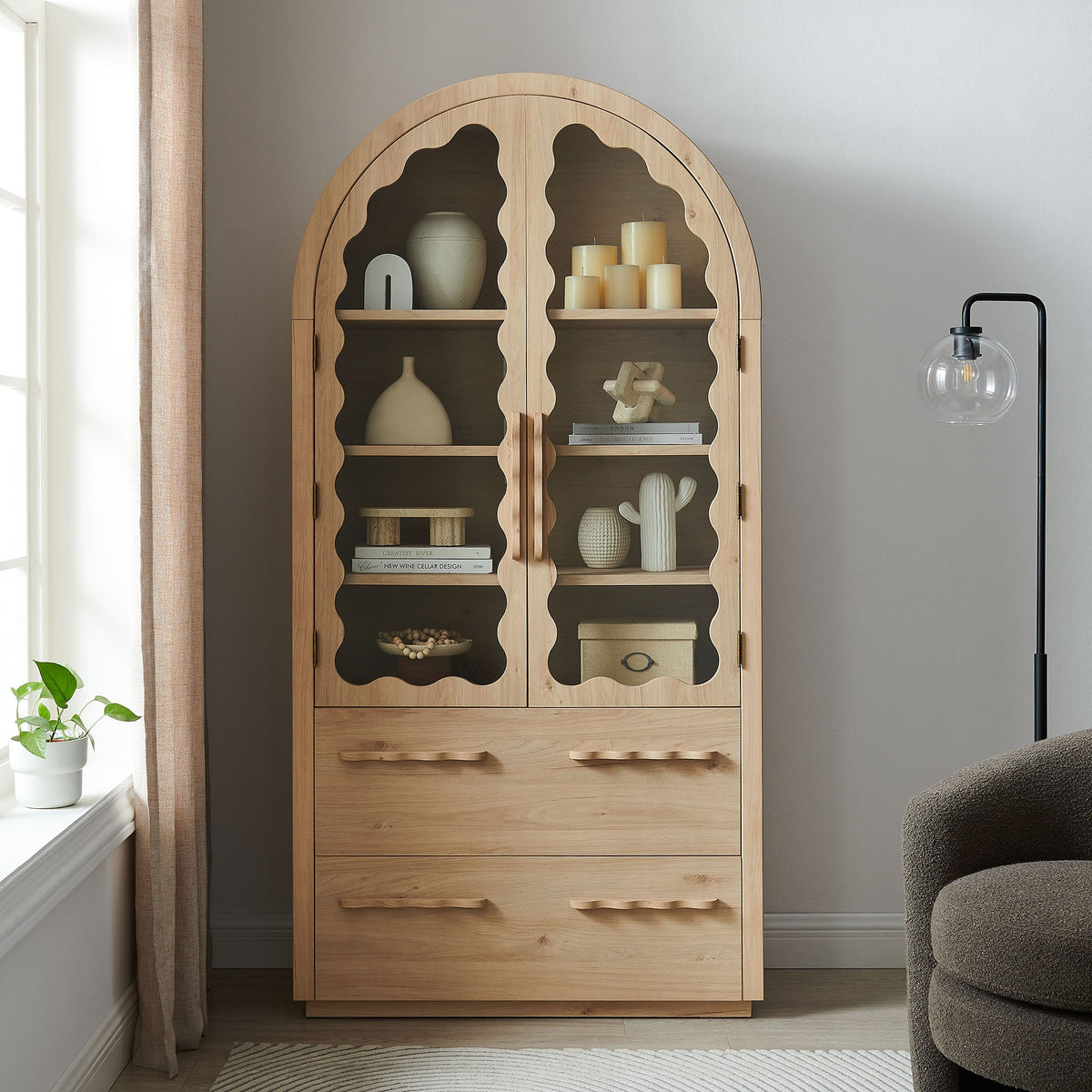Rory 76 Inch Arched Kitchen Pantry Cabinet - view 19