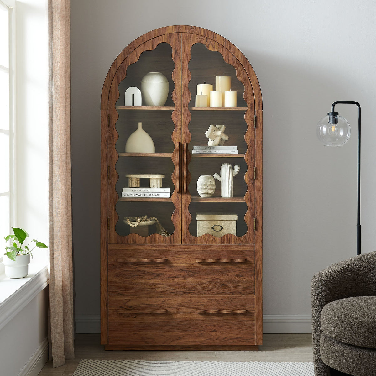 Rory 76 Inch Arched Kitchen Pantry Cabinet - view 20