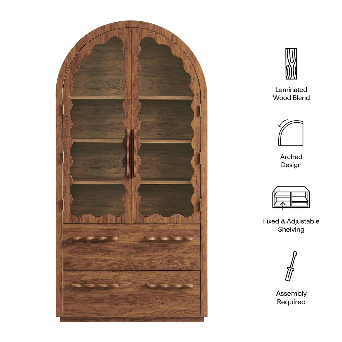 Rory 76 Inch Arched Kitchen Pantry Cabinet - view 22