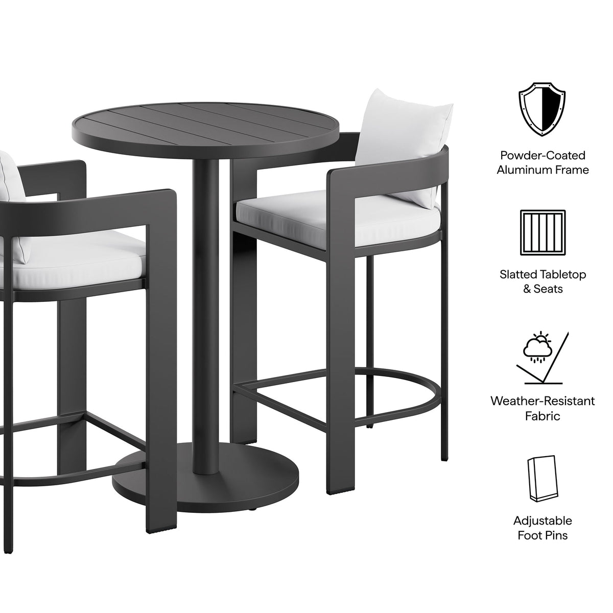 Tahoe 3-Piece Outdoor Aluminum Bar Set