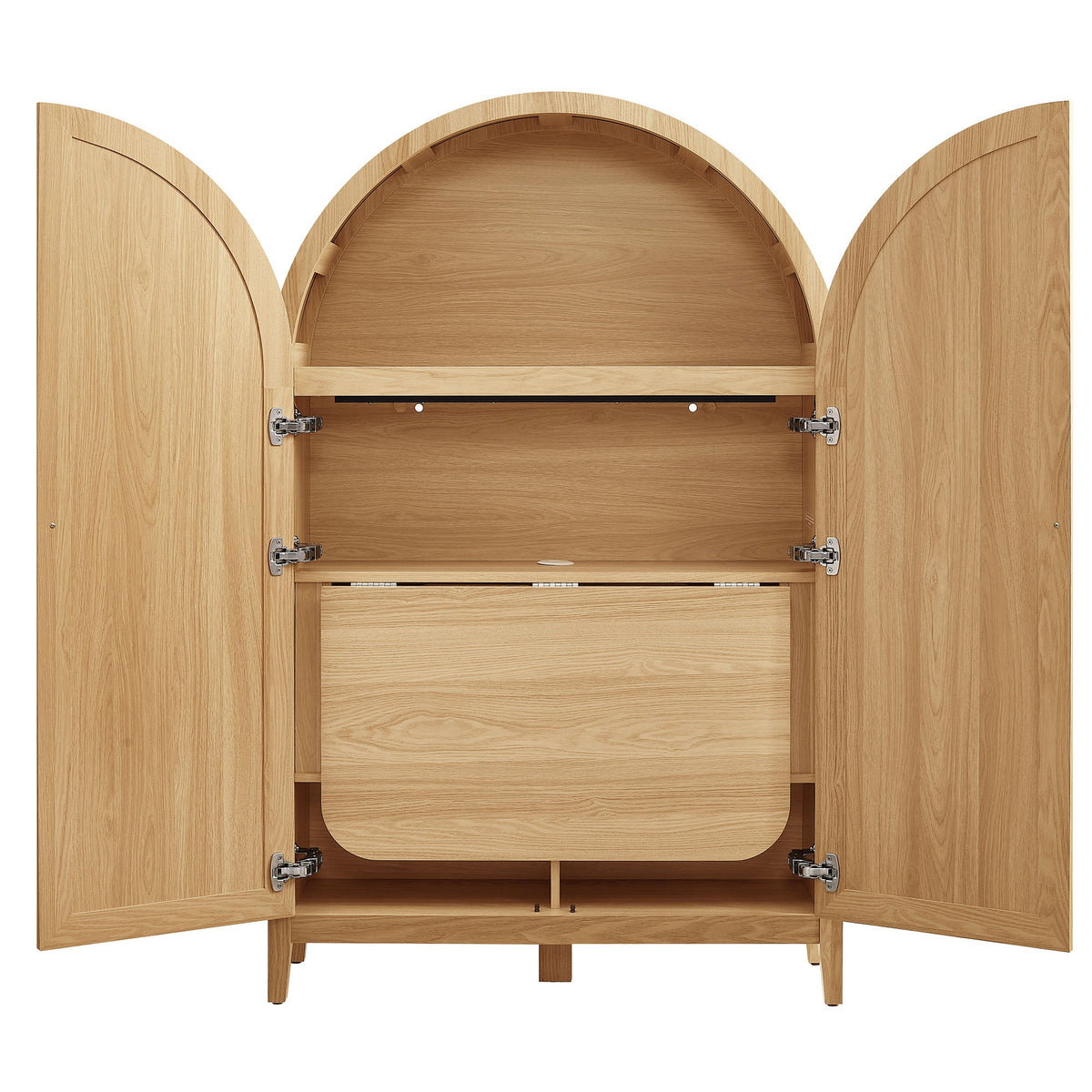 Calista 63 Inch Arched Storage Cabinet With Folding Desk - view 5