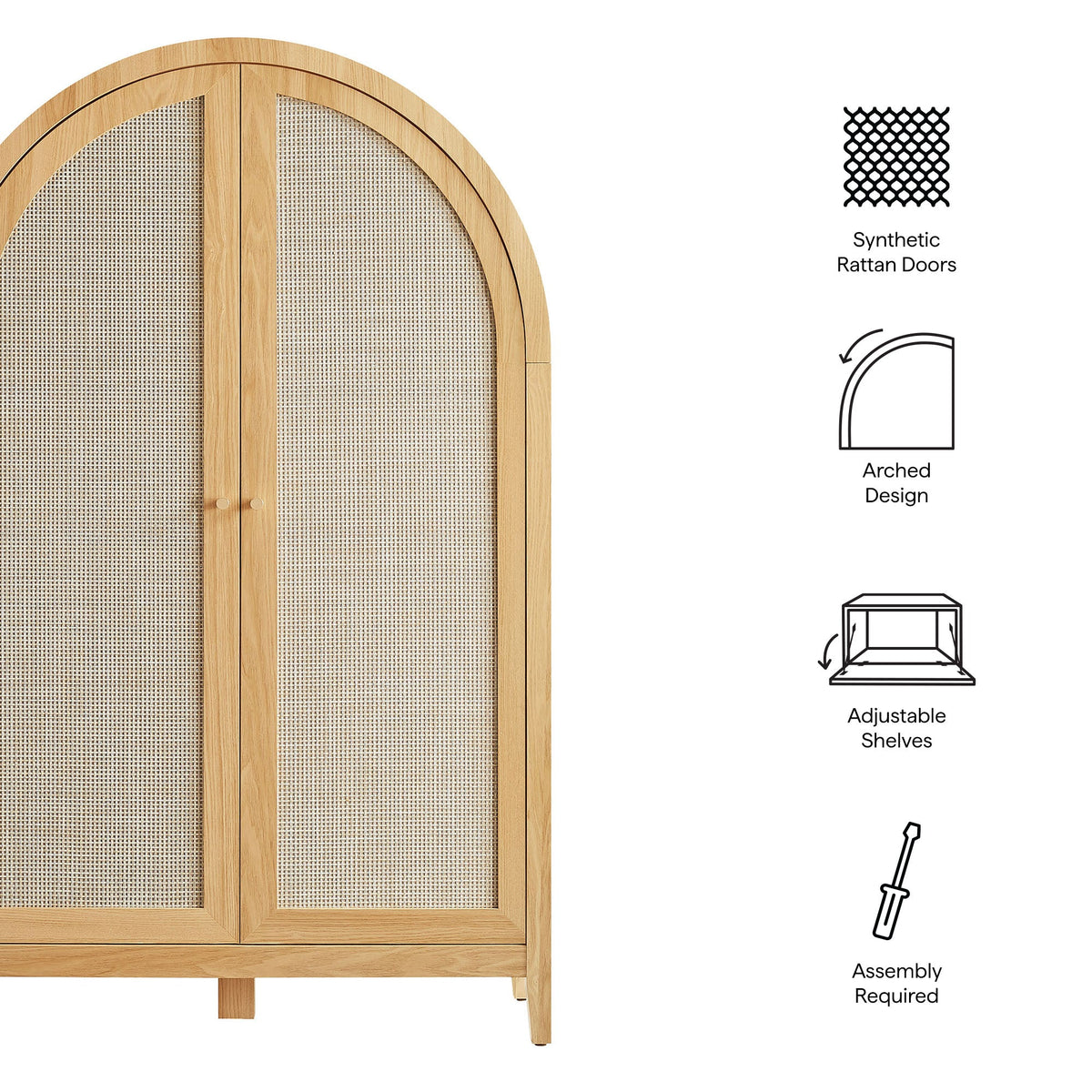 Calista 63 Inch Arched Storage Cabinet With Folding Desk - view 17