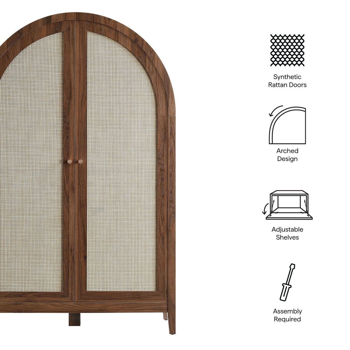 Calista 63 Inch Arched Storage Cabinet With Folding Desk - view 18