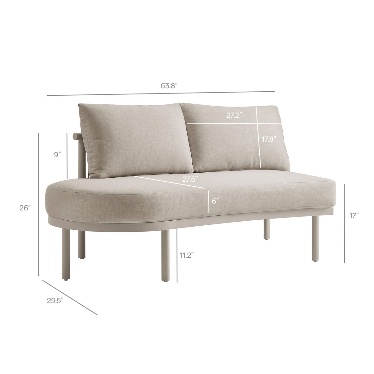 Porta Left-Arm Facing Outdoor Aluminum Modular Piece