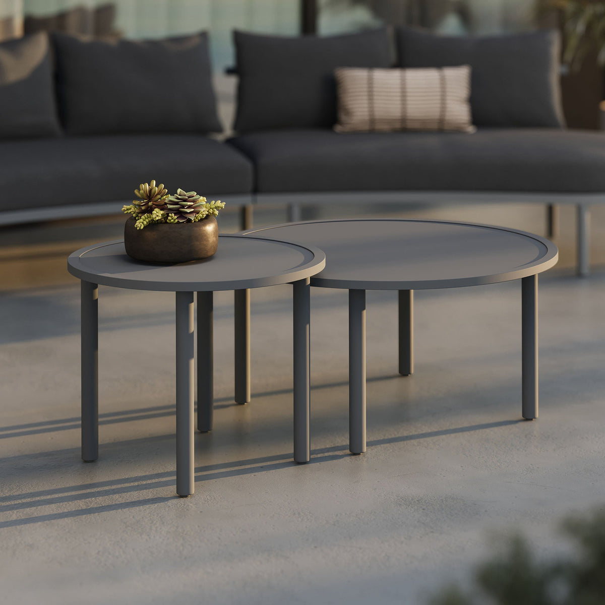 Porta 2 Piece Nesting Outdoor Aluminum Coffee Table Set