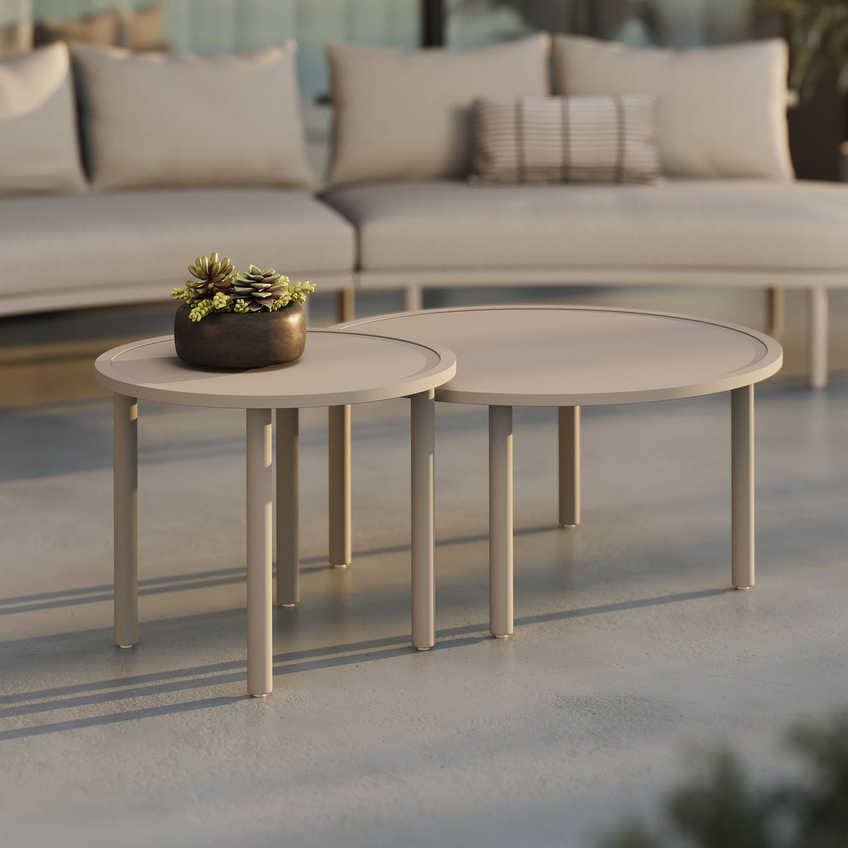 Porta 2 Piece Nesting Outdoor Aluminum Coffee Table Set