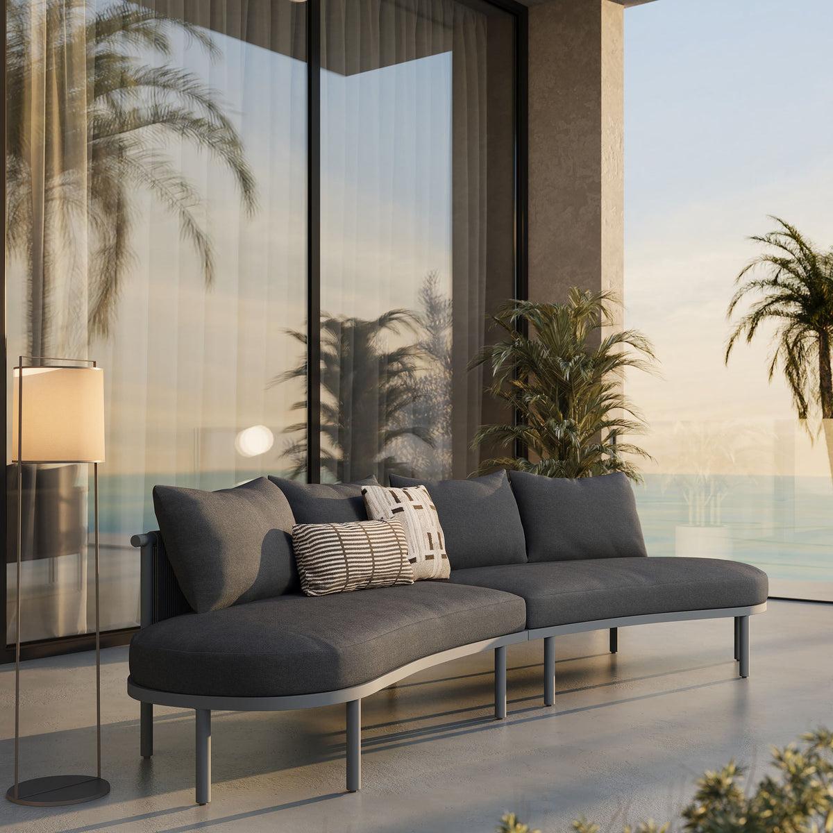 Porta 2 Piece Outdoor Aluminum Modular Sofa