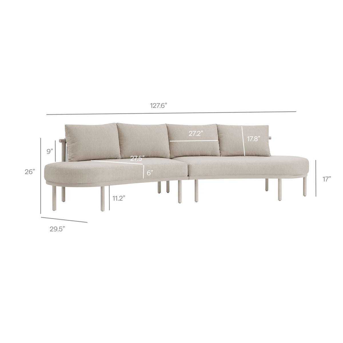 Porta 4 Piece Outdoor Aluminum Modular Sofa Set