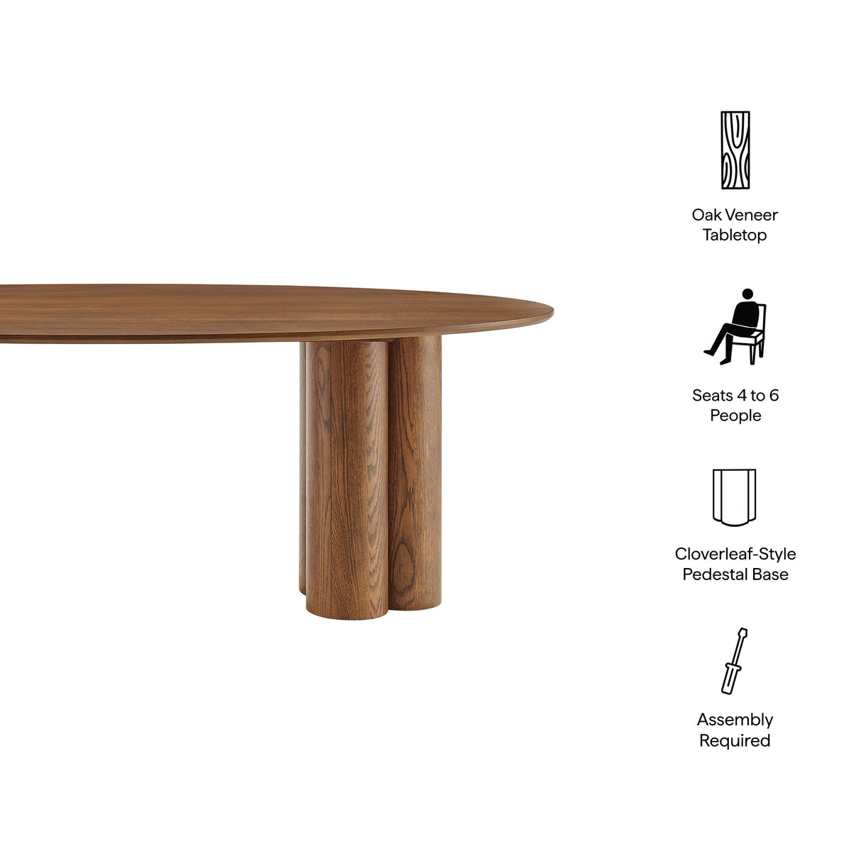 Renwick 79 Inch Oak Veneer Oval Pedestal Dining Table