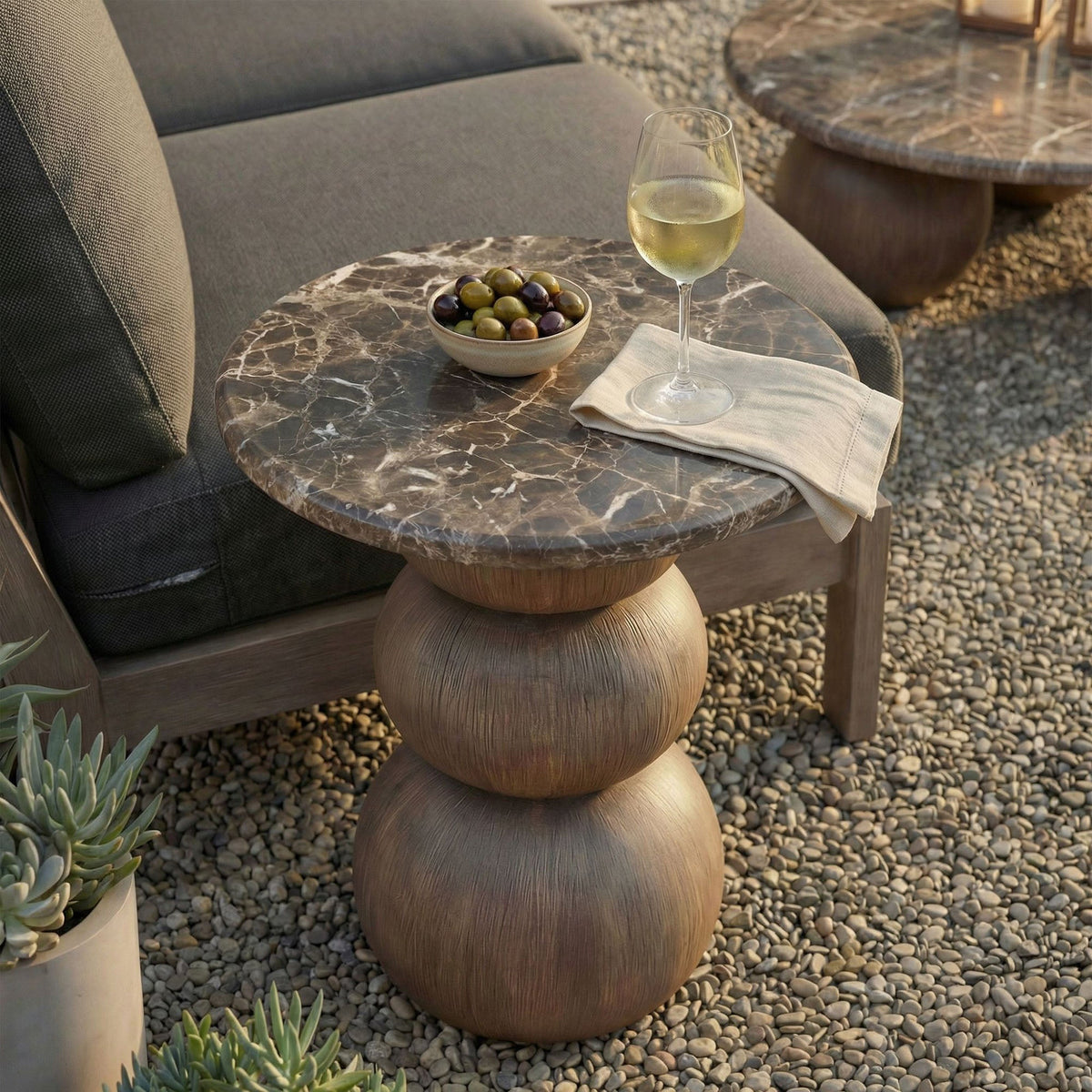 Pietra Indoor Outdoor Round Side Table