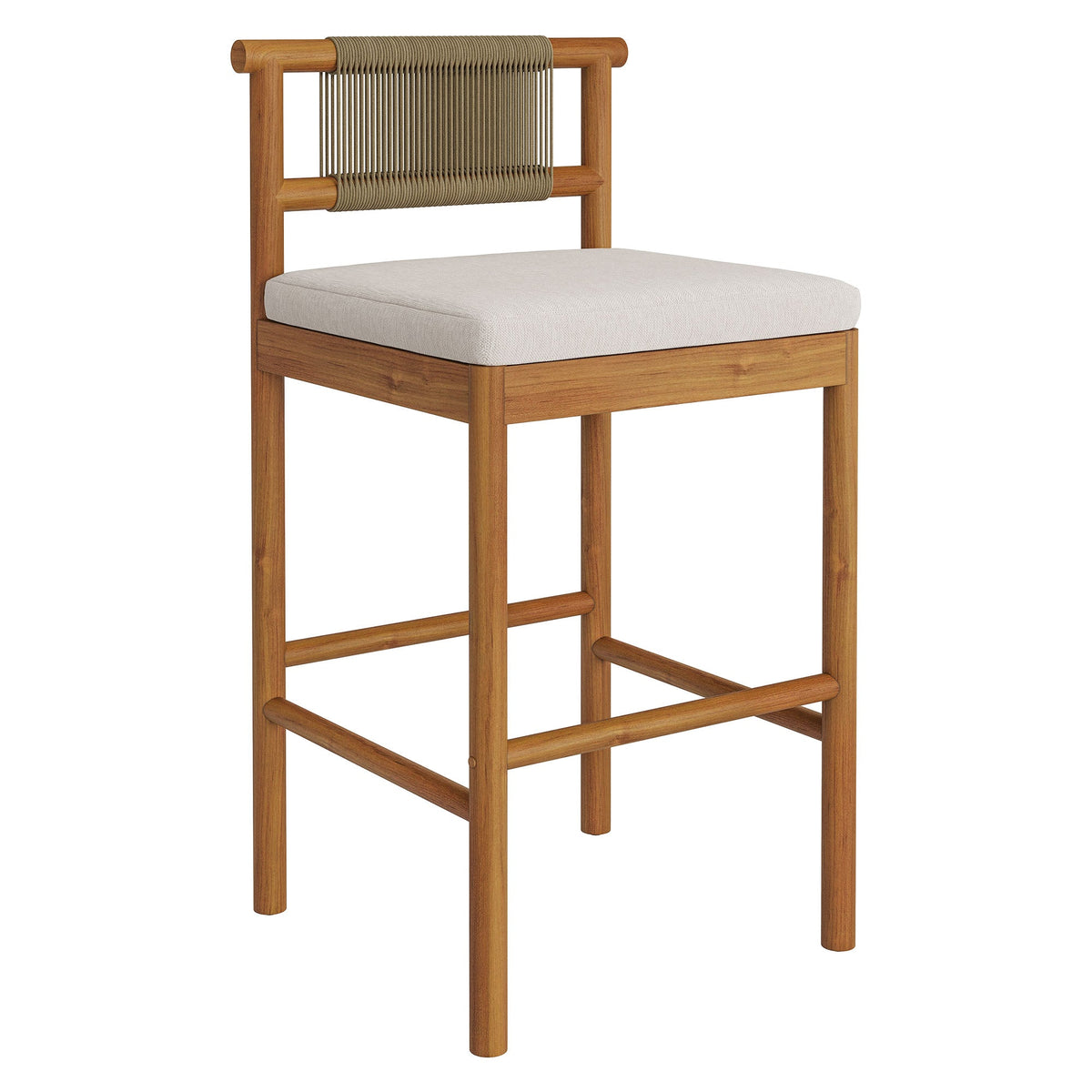 Eleni Outdoor Teak Wood Bar Stools Set of 2
