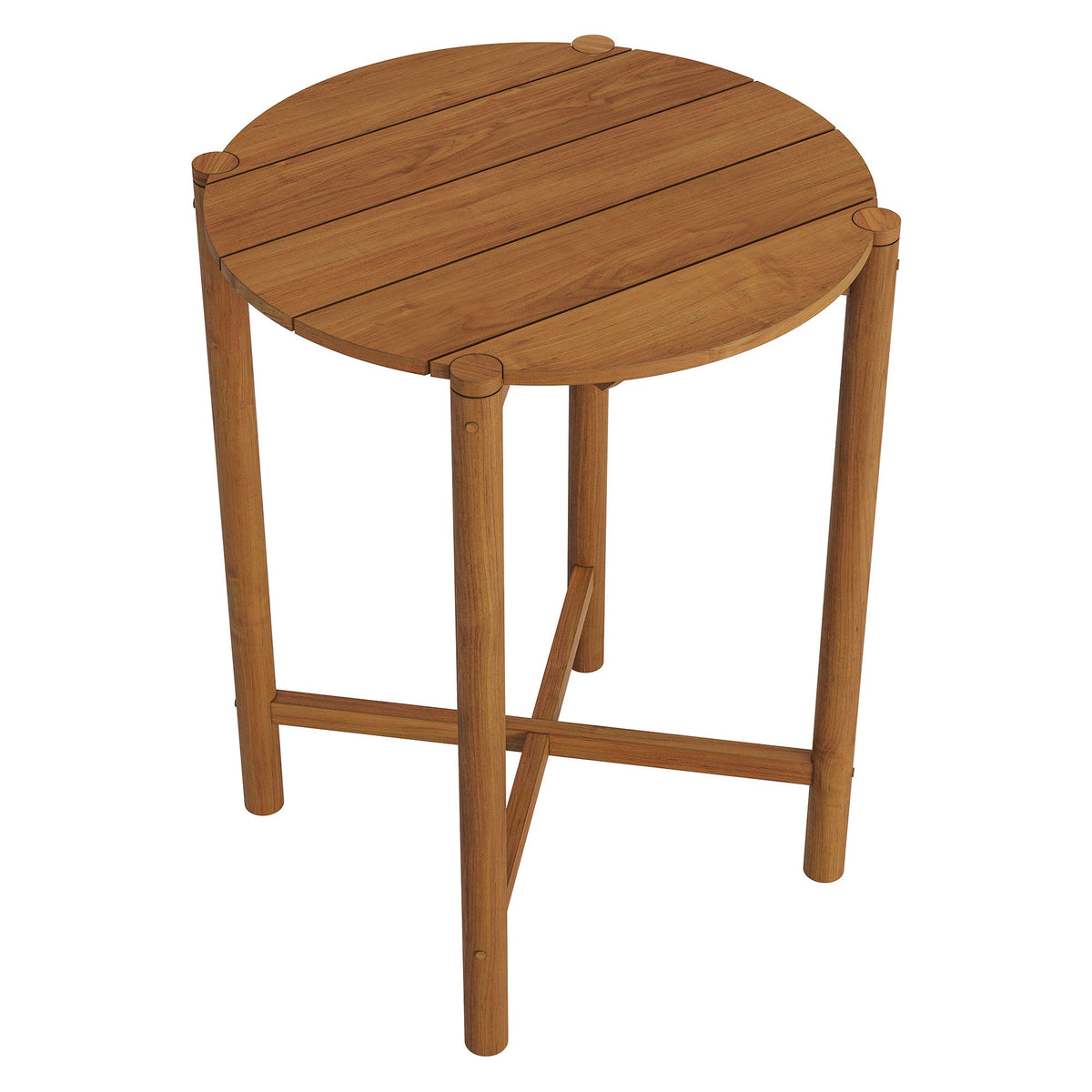 Eleni Round 35 Inch Outdoor Teak Wood Round Bar Table
