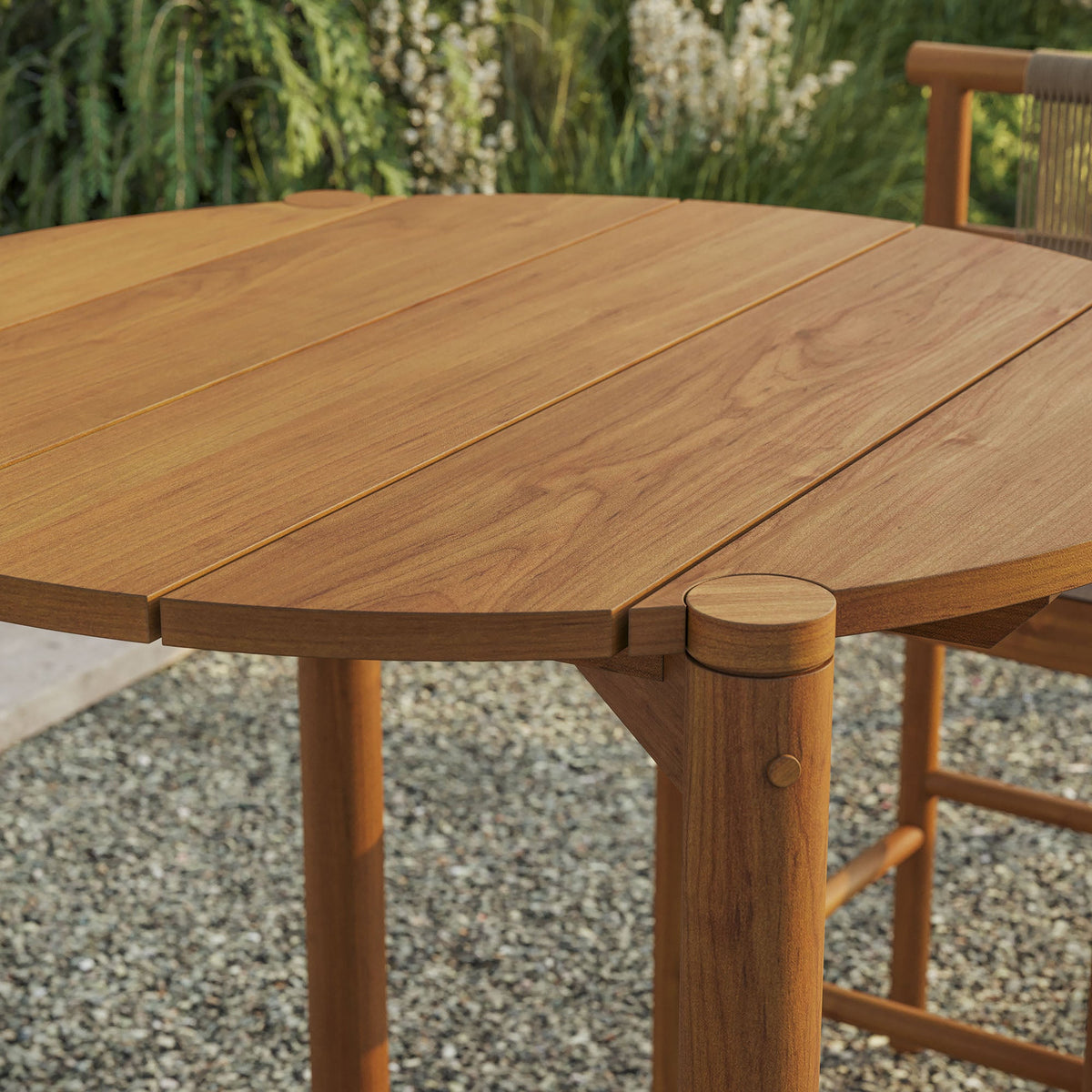 Eleni Round 35 Inch Outdoor Teak Wood Round Bar Table