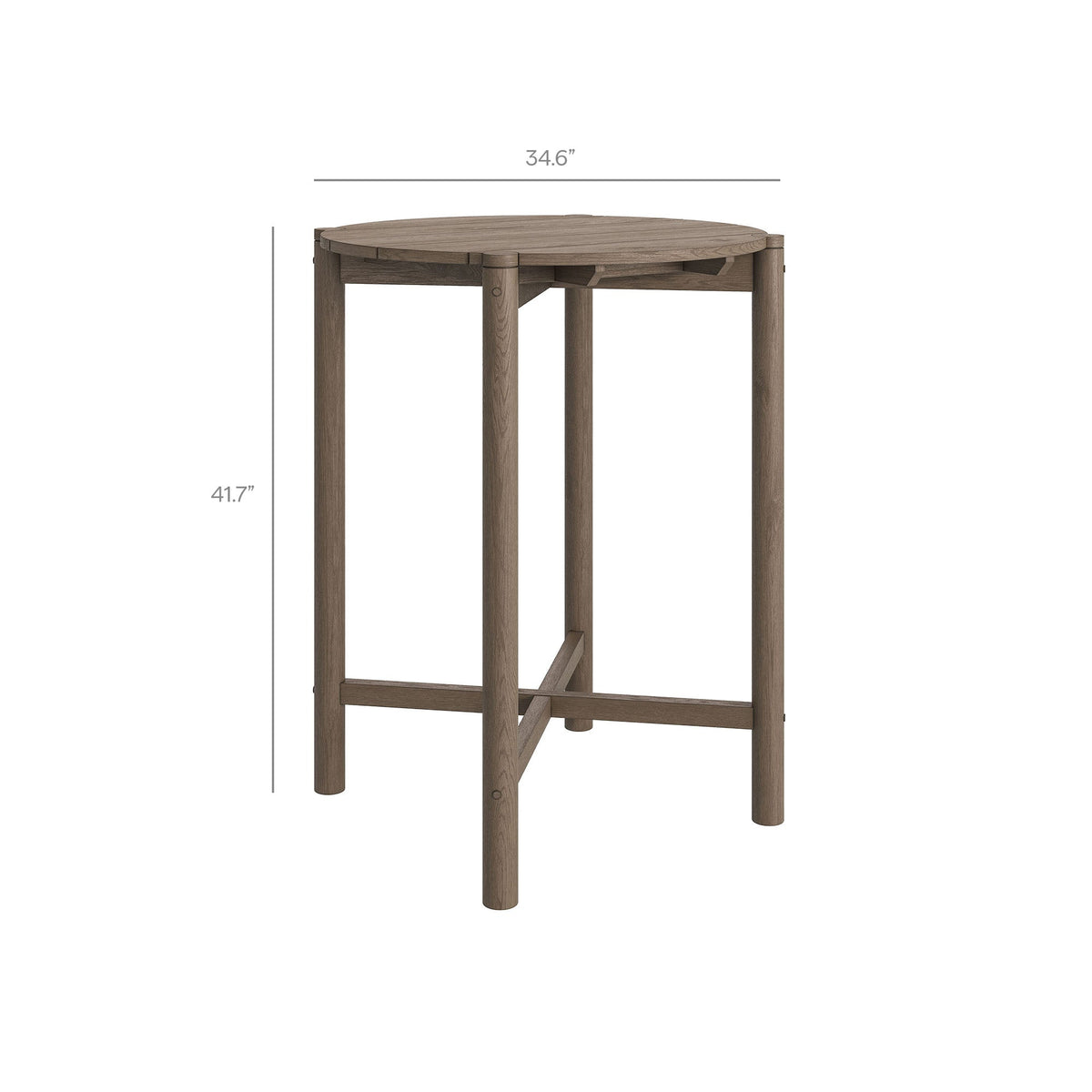Eleni Round 35 Inch Outdoor Teak Wood Round Bar Table