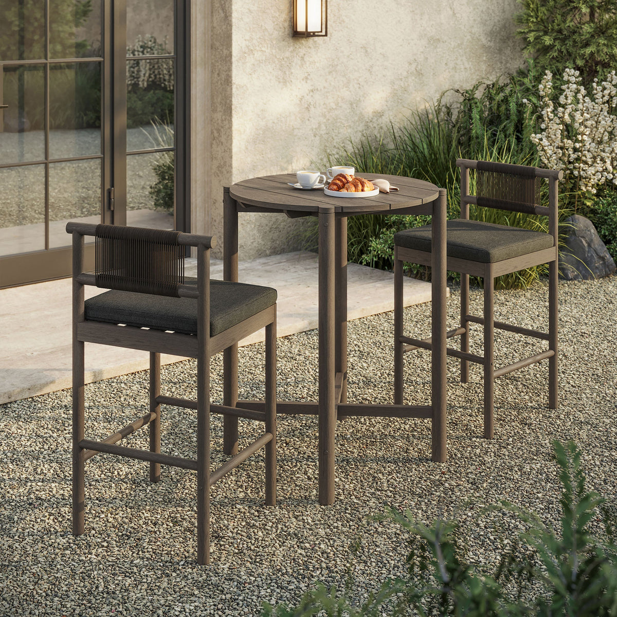 Eleni 3-Piece Outdoor Teak Wood Bar Set