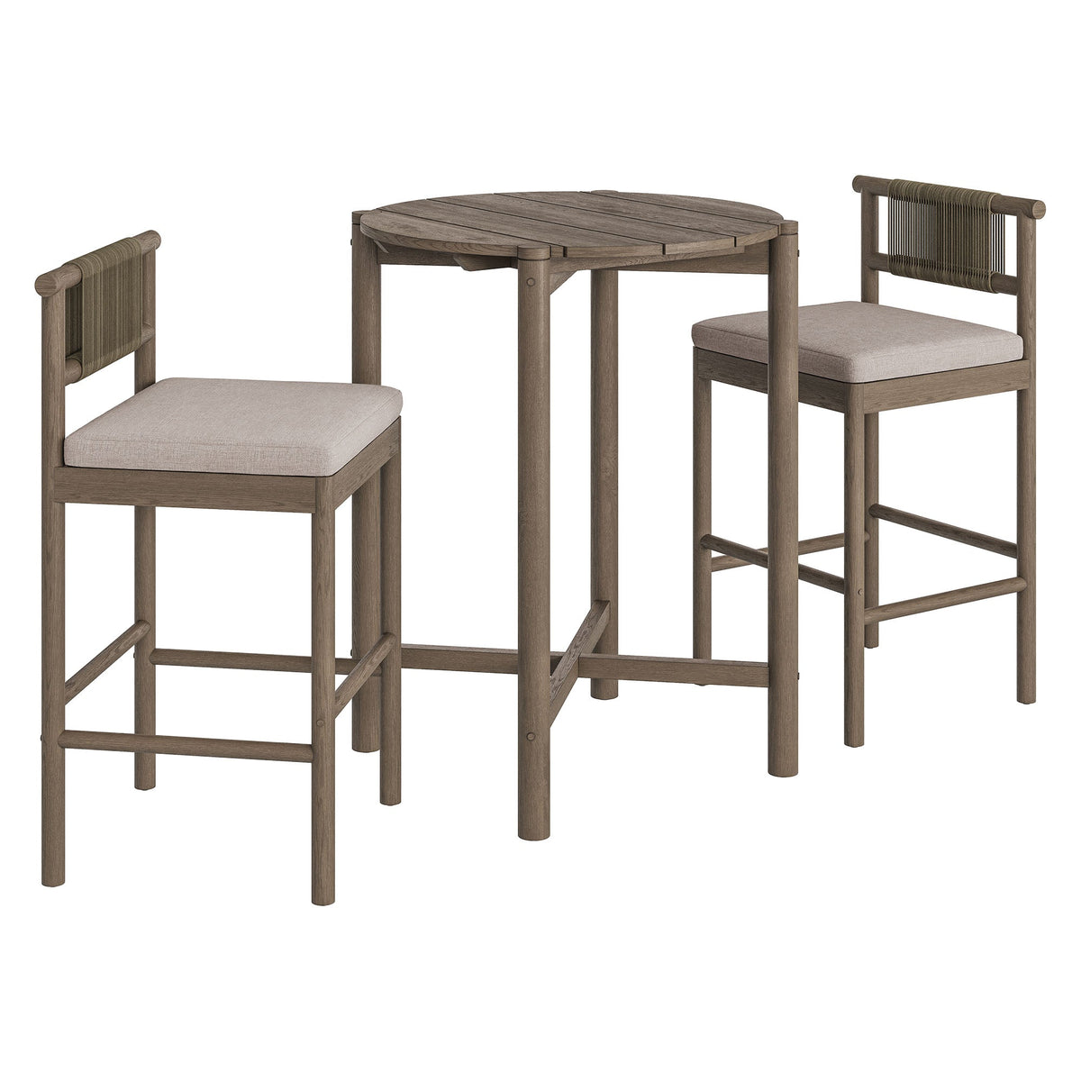 Eleni 3-Piece Outdoor Teak Wood Bar Set