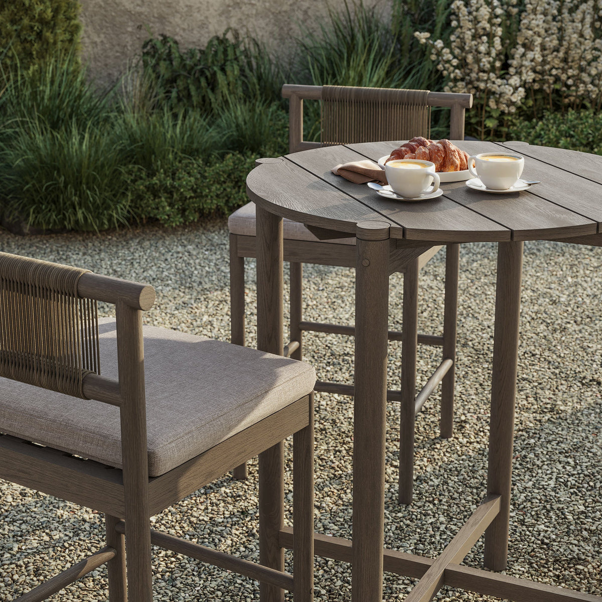 Eleni 3-Piece Outdoor Teak Wood Bar Set
