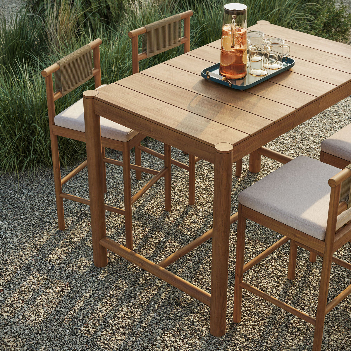 Eleni 5-Piece Outdoor Teak Wood Bar Set