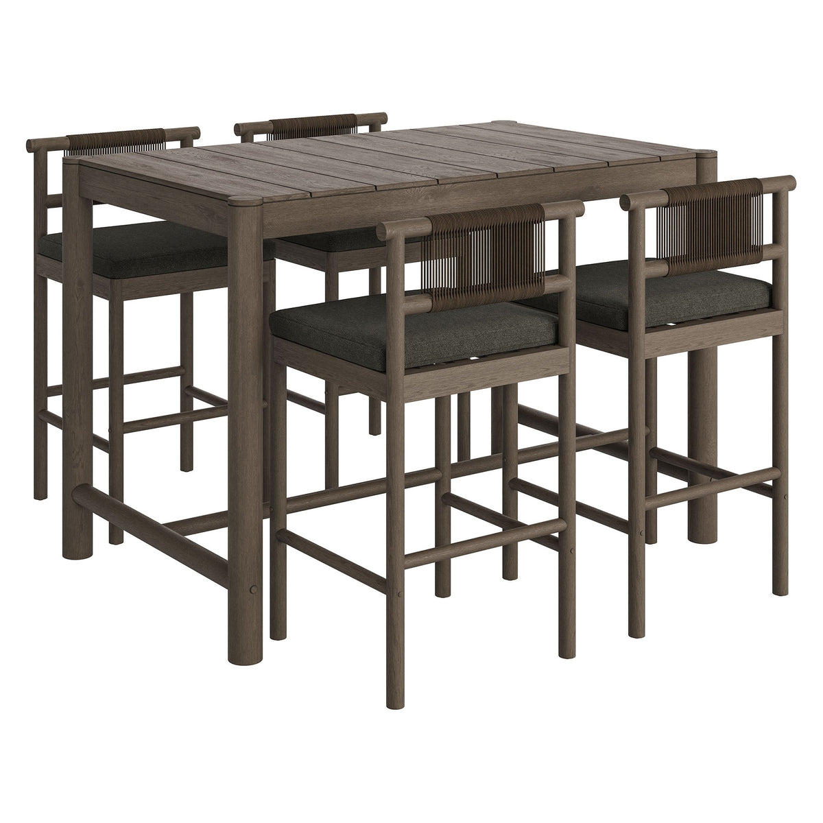 Eleni 5-Piece Outdoor Teak Wood Bar Set