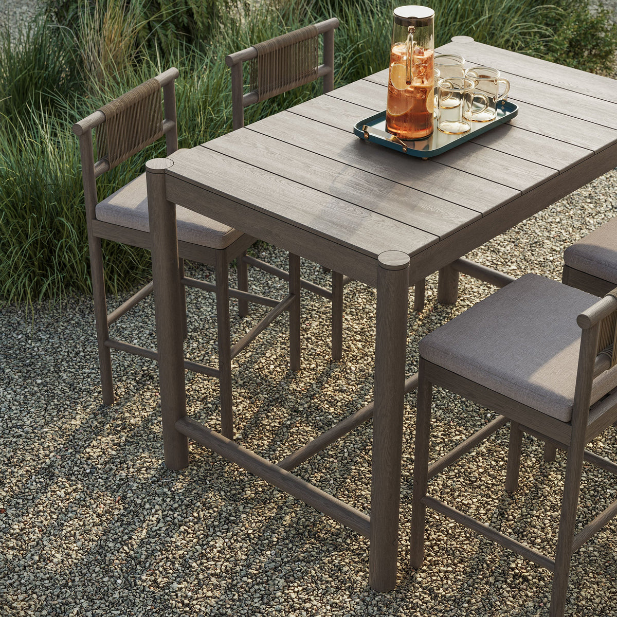 Eleni 5-Piece Outdoor Teak Wood Bar Set
