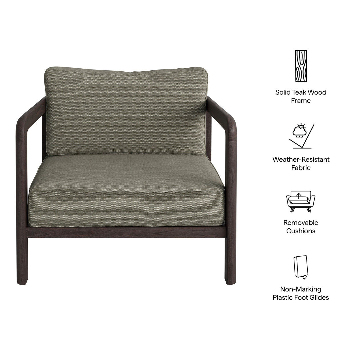 Kona Outdoor Teak Wood Armchair