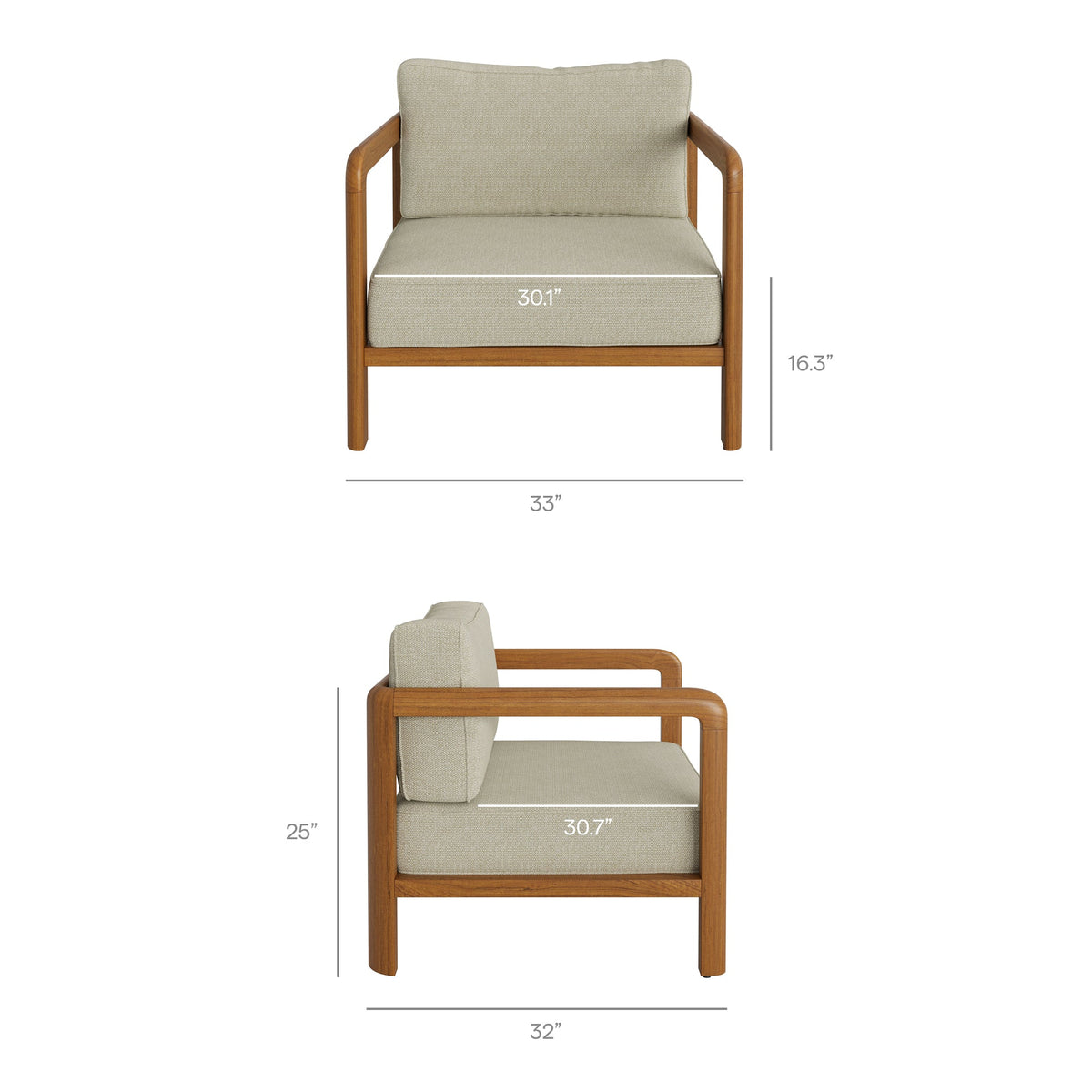 Kona Outdoor Teak Wood Armchair